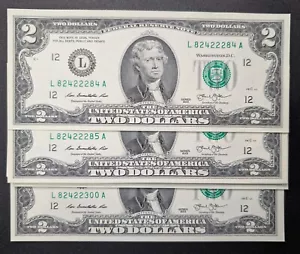 17 Consecutive 2013 Two Dollar $2 Federal Reserve Notes Uncirculated Condition - Picture 1 of 2