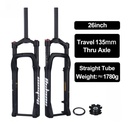 26inch Snow Bike Fat Front Fork Thru Axle 135*15mm MTB Bicycle 135mm Travel  - Image 1 of 4