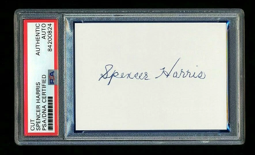 SPENCER HARRIS SIGNED MINT CUT PSA/DNA SLABBED MINOR LEAGUE HITS RUNS AB LEADER - Image 1 of 1