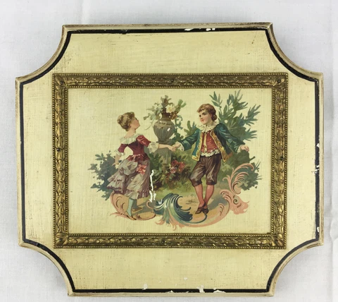 Sungott Art Studio NY Hand Enameled Porcelain Plaque Victorian Children Dancing Cover