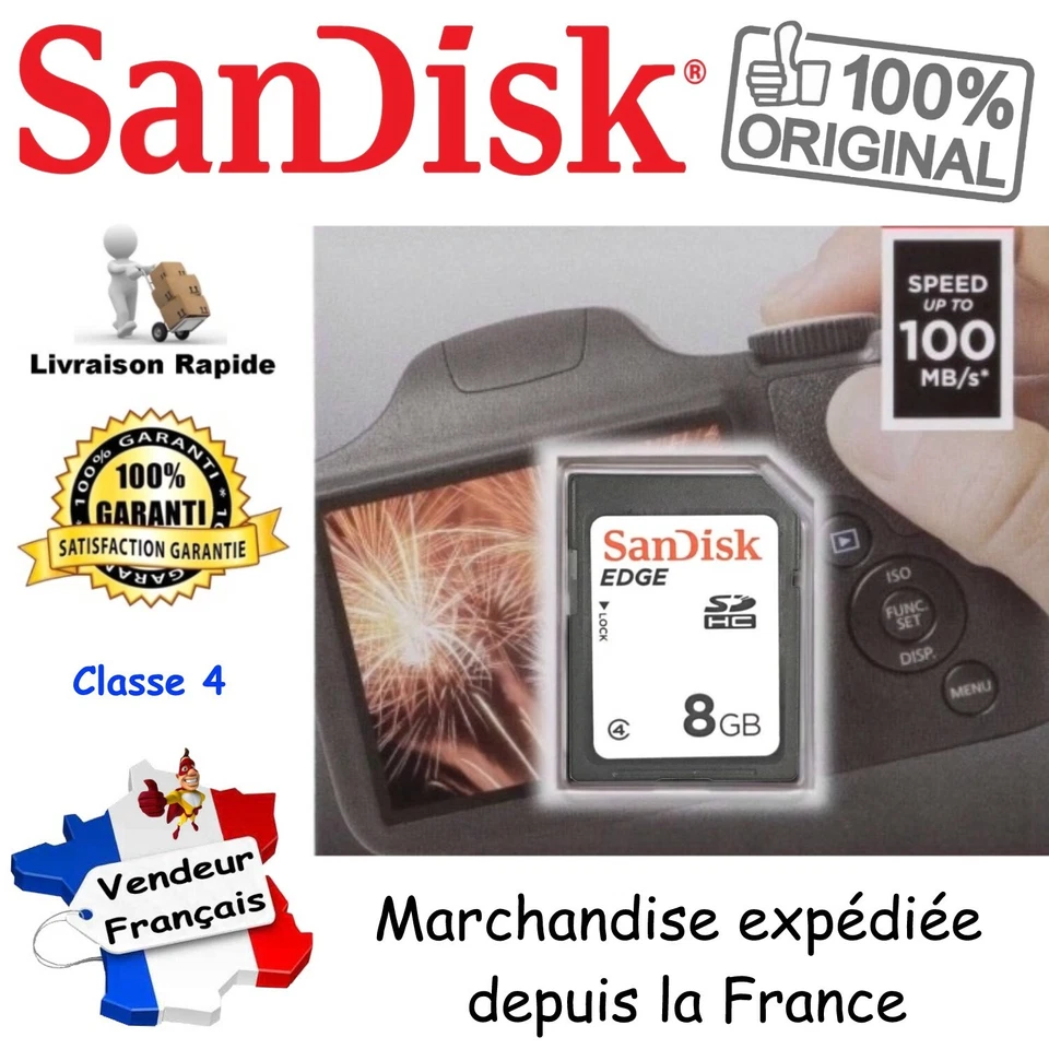 SANDISK Carte Mémoire SD SDHC 8 Go Classe 4 ( version BULK ) - Photo 1/1