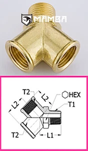 Brass Turbo Adapter Fitting Y type Street Tee 1/8 BSP  to 1/8 BSP  (50 pcs) - Picture 1 of 2