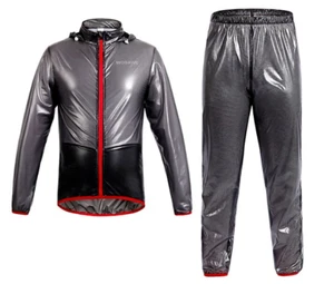 WOSAWE Men's Cycling Jacket with Pants Dark Gray with Red Trim sz L - Picture 1 of 2