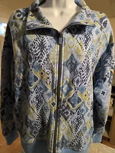 Vtg Northern Reflections Jacket Womens Size M Navy Flowers Windbreaker Medium - Picture 1 of 5