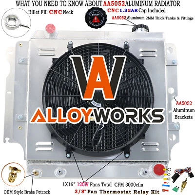 Ventilador de cubierta de radiador de 4 filas para motor Jeep Wrangler TJ YJ Chevy V8 1987-2006 Foto 1 de 4