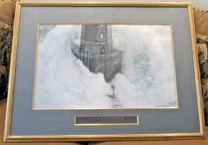 JEAN GUICHARD FAMOUS 'LIGHTHOUSE In A Storm LA JUMENT Large Framed Glass Print - Picture 1 of 8