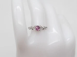 Antiguo anillo de oro blanco de 18 k diamantes VS G zafiro rosa natural de $2400,50 quilates de la década de 1920 - Imagen 1 de 6