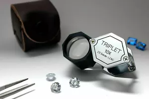 10X Triplet 20.5mm Polygon LOUPE Gem Tool Silver New ! - Picture 1 of 2