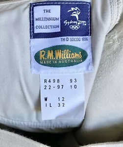 Vintage RM Williams Sydney Olympic Y2K Millennium Collection Pant SOCOG W12-IL32 - Picture 1 of 8