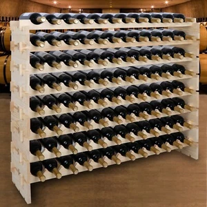 1/2PCS 96 Bottles Holder Wine Rack Storage 8 Tier Solid Wood Display Shelves - Picture 1 of 16