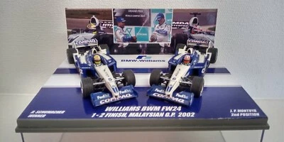 SET 2 AUTO 1/43 MINICHAMPS WILLIAMS BMW FW24 ONE TWO FINISH MALAYSIAN GP 2002 - Immagine 1 di 4