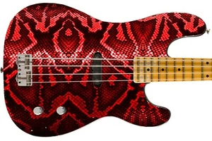 Cubierta de cuerpo de reptil rojo exótico anaconda hágalo usted mismo envoltura de hacha de piel de guitarra 1075-R - Imagen 1 de 14