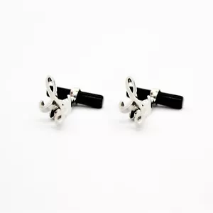 Gemelli Obsigno in Argento 925 e Onice - Lettera L - Foto 1 di 1