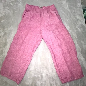 Pantalones cortos grandes para mujer Cynthia Rowley rosa oscuro jaspeado lino pierna ancha” - Imagen 1 de 8