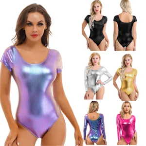 Women Shiny Metallic Ballet Dance Bodysuit One-piece Gymnastic Leotard AU - Picture 1 of 80