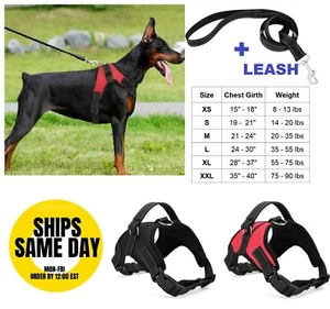No Pull Dog Pet Vest Harness Adjustable Quality Nylon and LEASH SET XS S M L XL - Picture 1 of 32