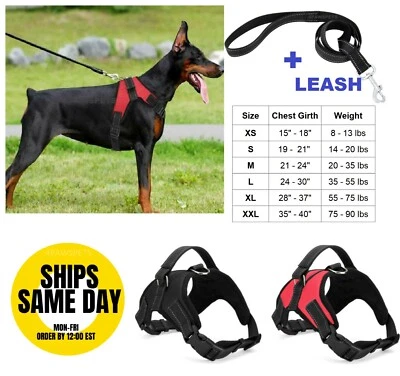 No Pull Dog Pet Vest Harness Adjustable Quality Nylon and LEASH SET XS S M L XL  - Image 1 of 4