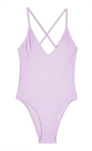 TOPSHOP Considered glänzend lila Ausschnitt Badeanzug Einteiler Größe 8 - Bild 1 von 4