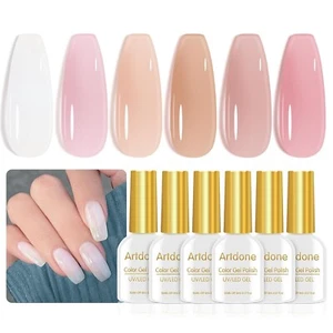 Sheer Gel Nail Polish Set Jelly UV Gel 6 Colors Translucent Milky White Pink Nud - Picture 1 of 8