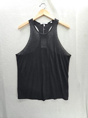 NWT Bella Luxx Linen Blend Black Racer Back Tank $68 Top Size- L - Image 1 of 4