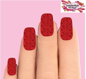 Waterslide Full Nail Decals 10er Set - Weihnachten rot Zopfmuster Pullover - Bild 1 von 1
