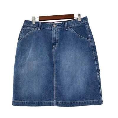Tommy Hilfiger Vtg Y2K Logo Cargo slit Denim Jean Skirt size 10 Carpenter Mini c - Image 1 of 4