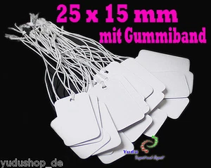 Etiquetas colgantes etiquetas de hilo con elástico 25x15mm desde0,095€/pieza - Imagen 1 de 6