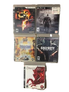 PS3 Games Lot Of 5 ( Callofduty,RE5, Saintrow2,dragon Age) CIB Except Dark Soul - Picture 1 of 2