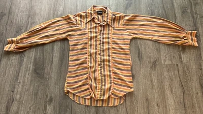 Camisa vintage a rayas de manga larga Carlisle para mujer talla 15-15 1/2 Foto 1 de 3