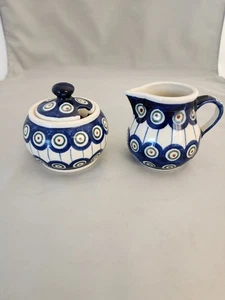POLNISCHE KERAMIK SAHNEKÄNNCHEN UND ZUCKERBOLESLAWIEC HANDGEMACHT - Bild 1 von 2