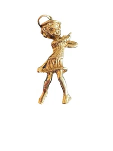 Vintage 14k Yellow Gold Female Golfer Charm Pendant 5.9 Gram - Picture 1 of 6