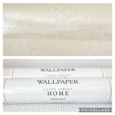 Vintage LAURA ASHLEY Aster Floral Wallpaper 2 Rolls Cream White Batch 8217301 - Image 1 of 4