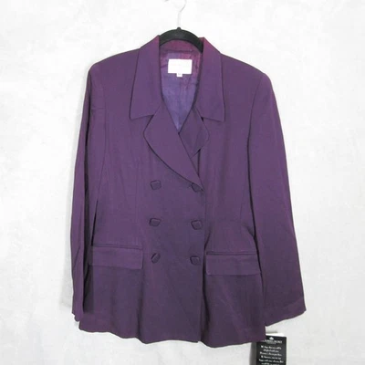 Blazer Hugo Buscati Colección Mujer 10 Púrpura Doble Pecho Chaqueta Nuevo Foto 1 de 4