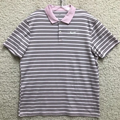 Camisa Polo Nike Grande Adulto Rosa Dri Fit Ajuste Estándar Rayas Manga Corta Para Hombre Foto 1 de 4