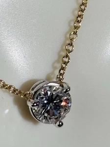 diamond necklace women 14k solitaire natural 45points round 18”ch - Picture 1 of 6