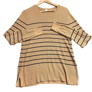Suéter Gap Para Mujer M Tostado con Rayas Finas Negras Algodón Nylon Poliéster Informal - Imagen 1 de 12