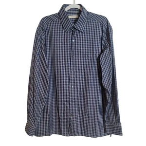 Ermenegildo Zegna Cotton Plaid Button Up Shirt Mens Size XL Blue Preppy Business - Picture 1 of 11