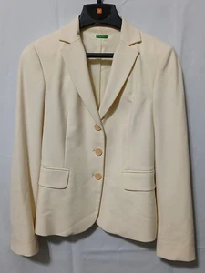 Vintage United Colors of Benetton Damen Jacke Blazer Off White Ivory Gr. M RAR - Bild 1 von 11