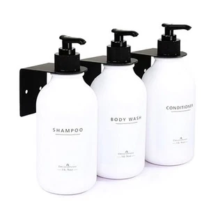 Shampoo and Conditioner Dispenser with Wall Mounts -Modern Drill Free Shampoo - Picture 1 of 7