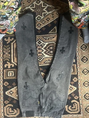 Pantalones de mezclilla azules Chrome Hearts Levis talla 32 cruces negras con herrajes Foto 1 de 3