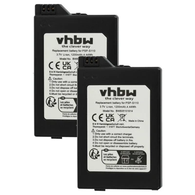 VHBW 2x Akku für Sony Playstation Portable Brite PSP-3004 1200mAh
