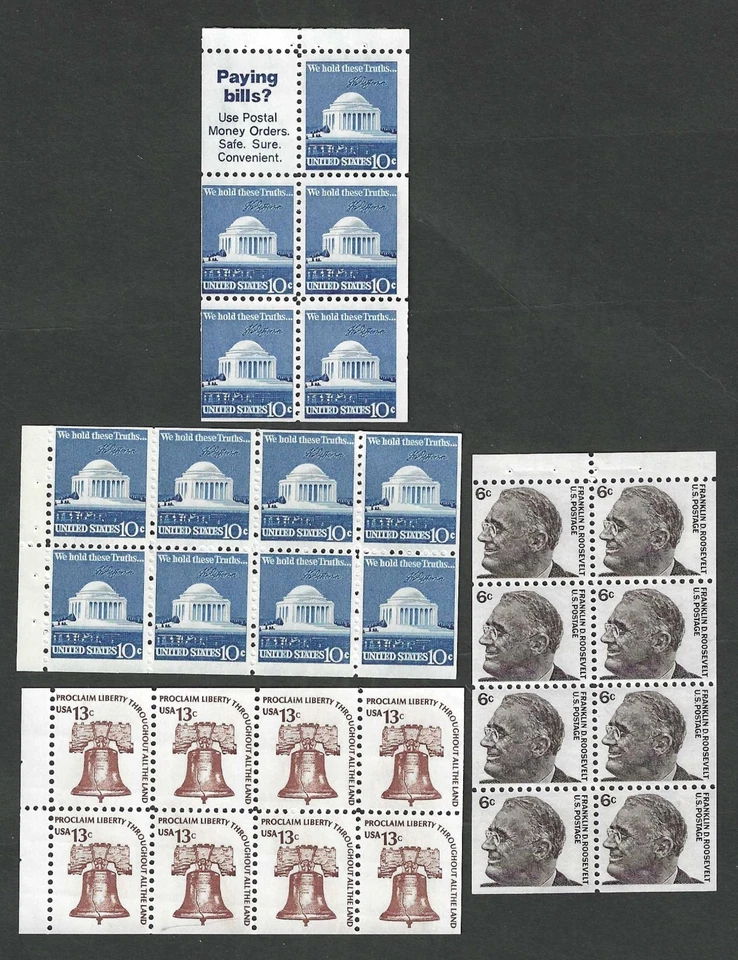 U.S. - Scott's # 1284b, 1510b, 1510c and 1595c mint never hinged, no separations - Image 1 of 1