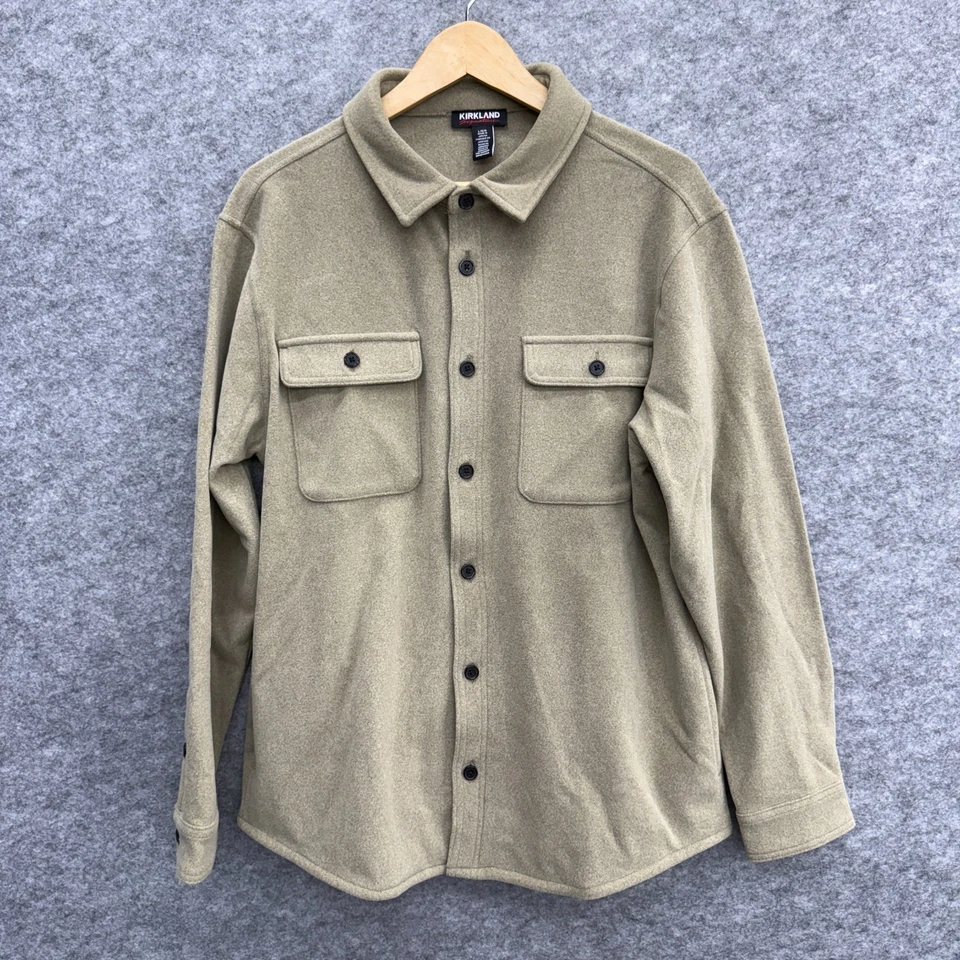 Kirkland Men's Shirt Jacket, Soft Shell Plush Fleece, 2 Pockets Tan, Size L, NEW - Image 1 of 4