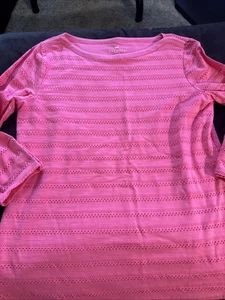 Talbots Bluse Petite Medium 3/4 rosa mit Ösen Design - Bild 1 von 8