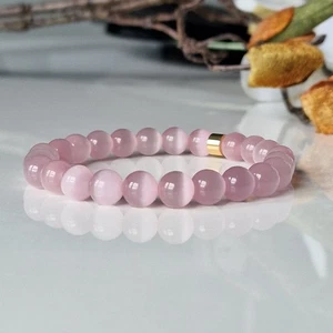 Natural Cat's Eye Beaded Bracelet Chakra Crystal Gemstone Stone Healing Energy - Picture 1 of 13