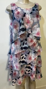 Style & Co. Blumenkleid Lagenlook diagonale Rüschen 12 gebraucht, in einwandfreiem Zustand - Bild 1 von 4