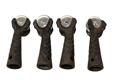 Antique Original Cast Iron Eagles Claw and Glass Ball Furniture Feet lot of 4 - Image 1 of 4