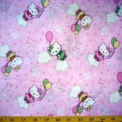 11"L x 63"W Hello Kitty Pink Lady & Balloon Pink Cotton Fabric 1/3 Yard - Image 1 of 3