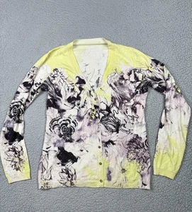 Roberto Cavalli Cardigan Womens Medium IT 44 Silk Wool Blend Floral Italy - Picture 1 of 13