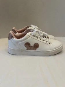 Disney Mickey Mouse Pink Shimmer And White Sneakers Size 9 - Picture 1 of 9
